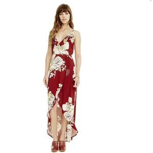 ASTR The Label Lucia Floral Faux Wrap Cottage Ruffle Maxi Dress